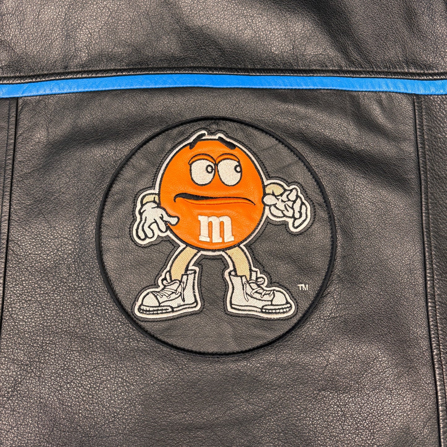 Vintage 1999 M&M Planet Mars Leather Jacket Black Racing Large