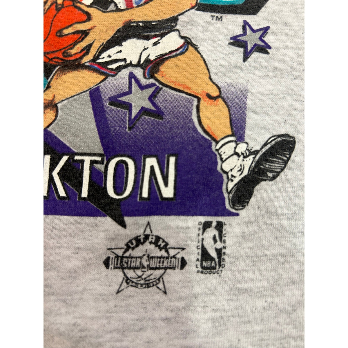 1993 All Star MVP Utah Jazz Carl Malone & John Stockton Vintage Single Stitch Shirt Size Medium