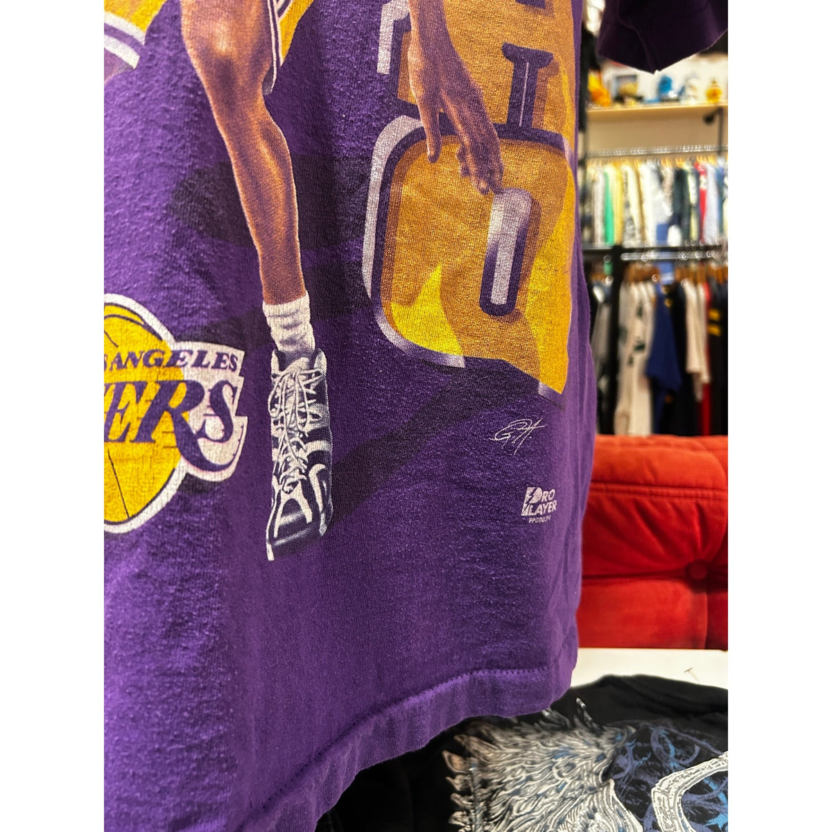 Vintage 90s SHAQ O Neal LA Lakers Purple Basketball Tee Size Large