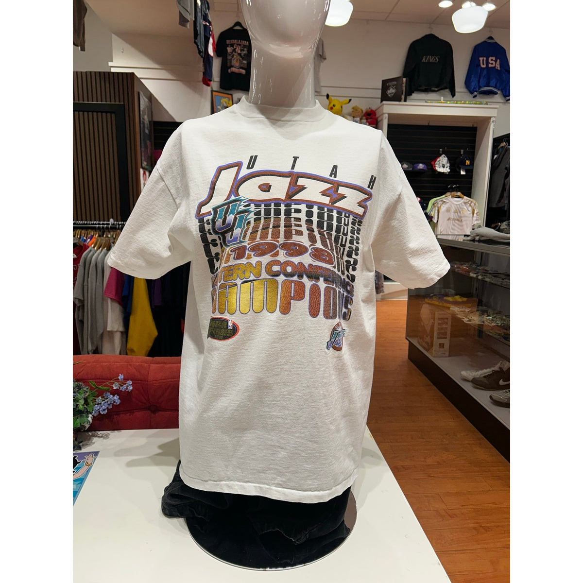 1998 Single Stitch Utah Jazz Western Conference Champions White Tee Size XL
