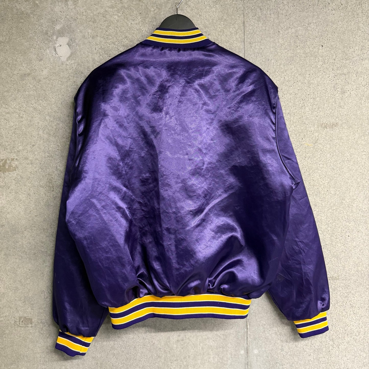 Vintage 1980s Utah Jazz Satin Bomber Jacket NBA Embroidered Large Basketball