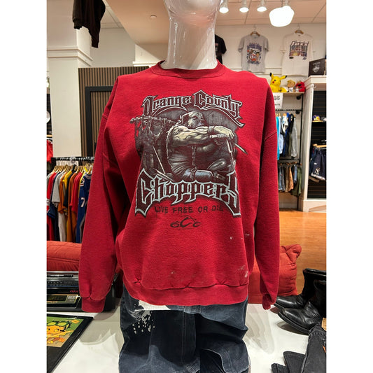 Vintage Orange County Choppers Live Free Or Die Red Sweatshirt Size Large
