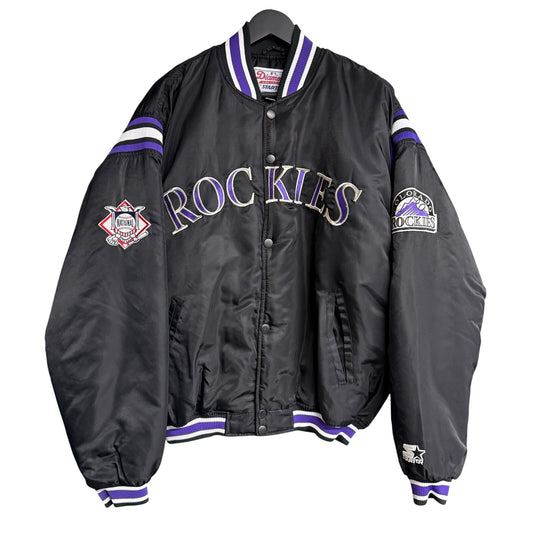 Vintage 1990s Starter Colorado Rockies Puffer Bomber Jacket Patch Diamond Logo