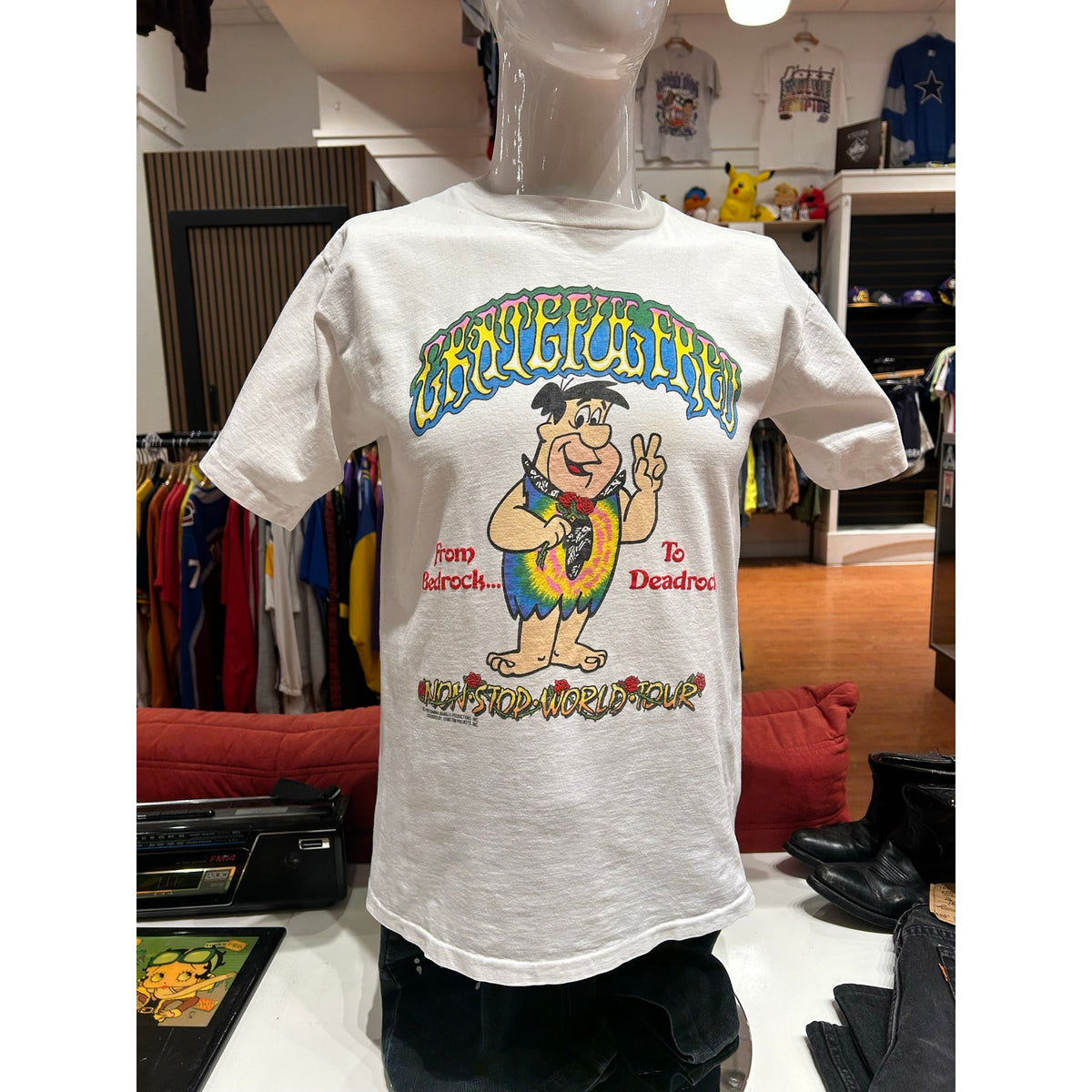 1989 Flintstone Grateful Fred Bedrock To Deadrock Grateful Dead Tour Tee Size XL