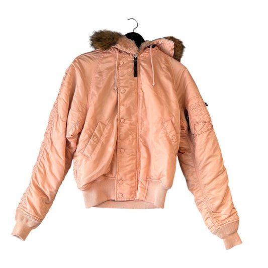 Alpha Industries Mens N-2B Bomber Flight Jacket Size XS Peach Color Cropped