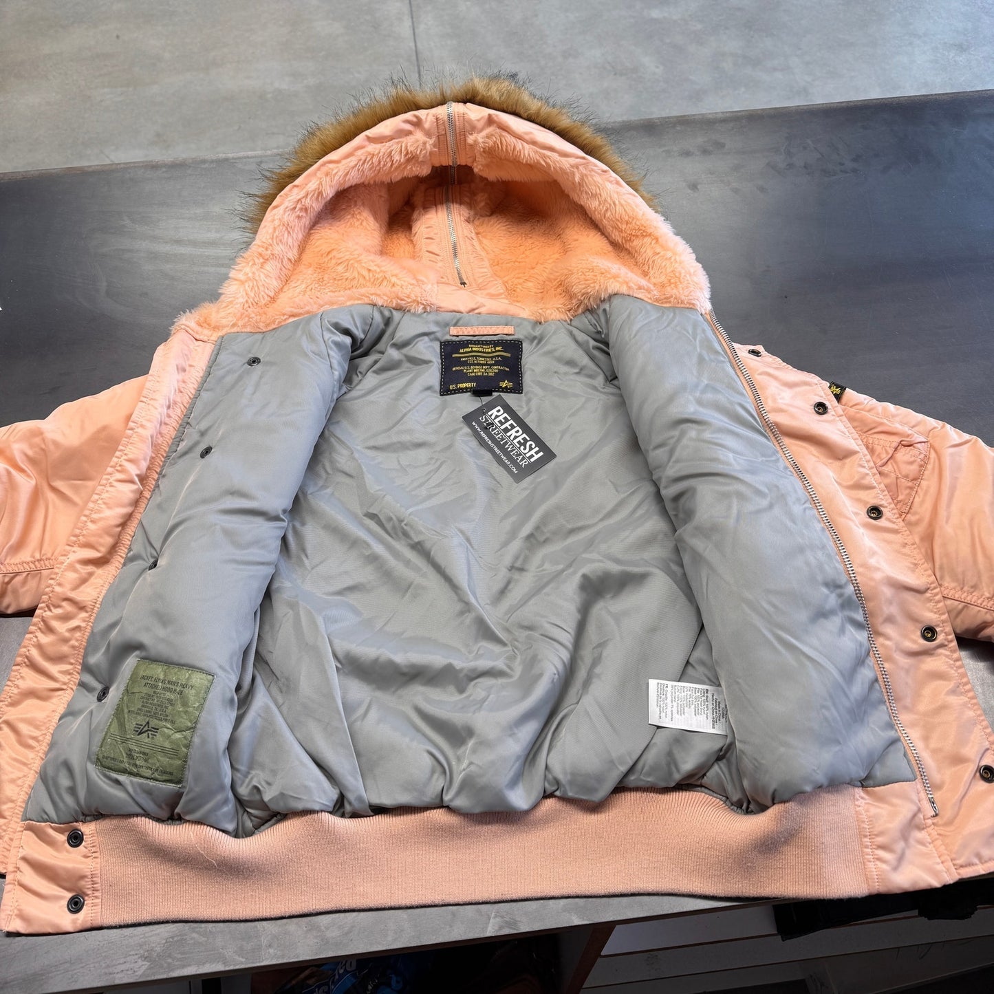 Alpha Industries Mens N-2B Bomber Flight Jacket Size XS Peach Color Cropped