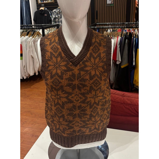 Beams From Japan Snow Flake Pattern Knit Vest Brown Deadstock Size M