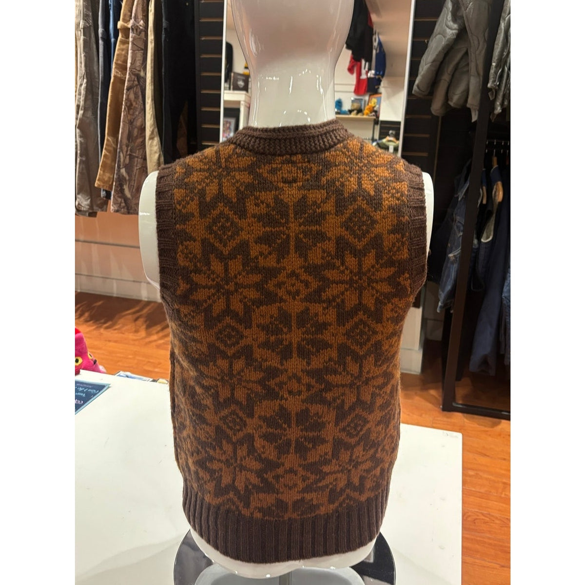 Beams From Japan Snow Flake Pattern Knit Vest Brown Deadstock Size M