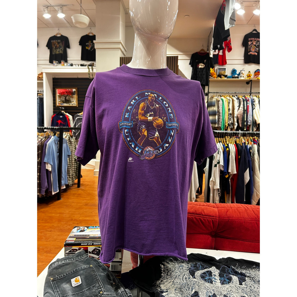 Karl Malone Utah Jazz Purple Vintage Tee Size XL