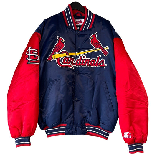 Vintage 90s Starter St. Louis Cardinals Bomber Satin Jacket XL MLB Baseball Puff