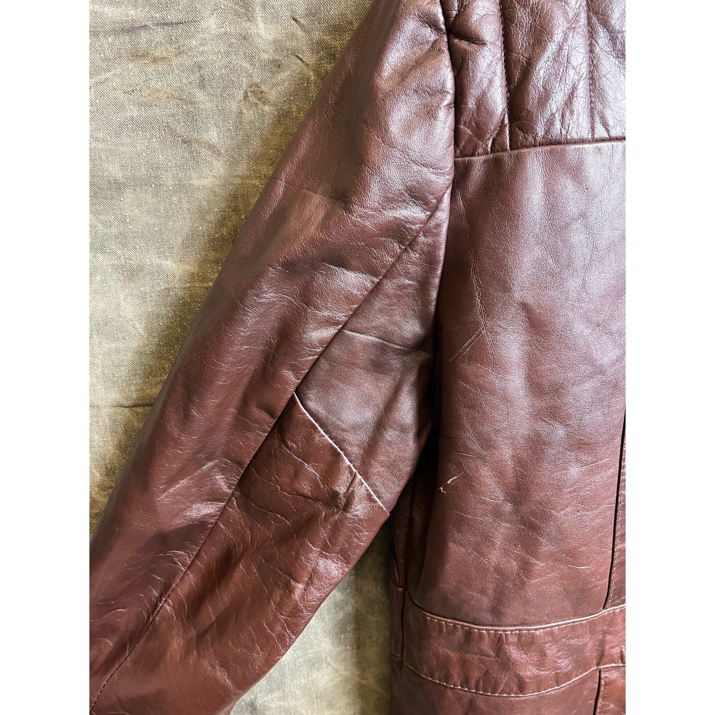 Vintage 1960s Sears Leather Shop Brown Lined Leather Trench Coat Jacket Large