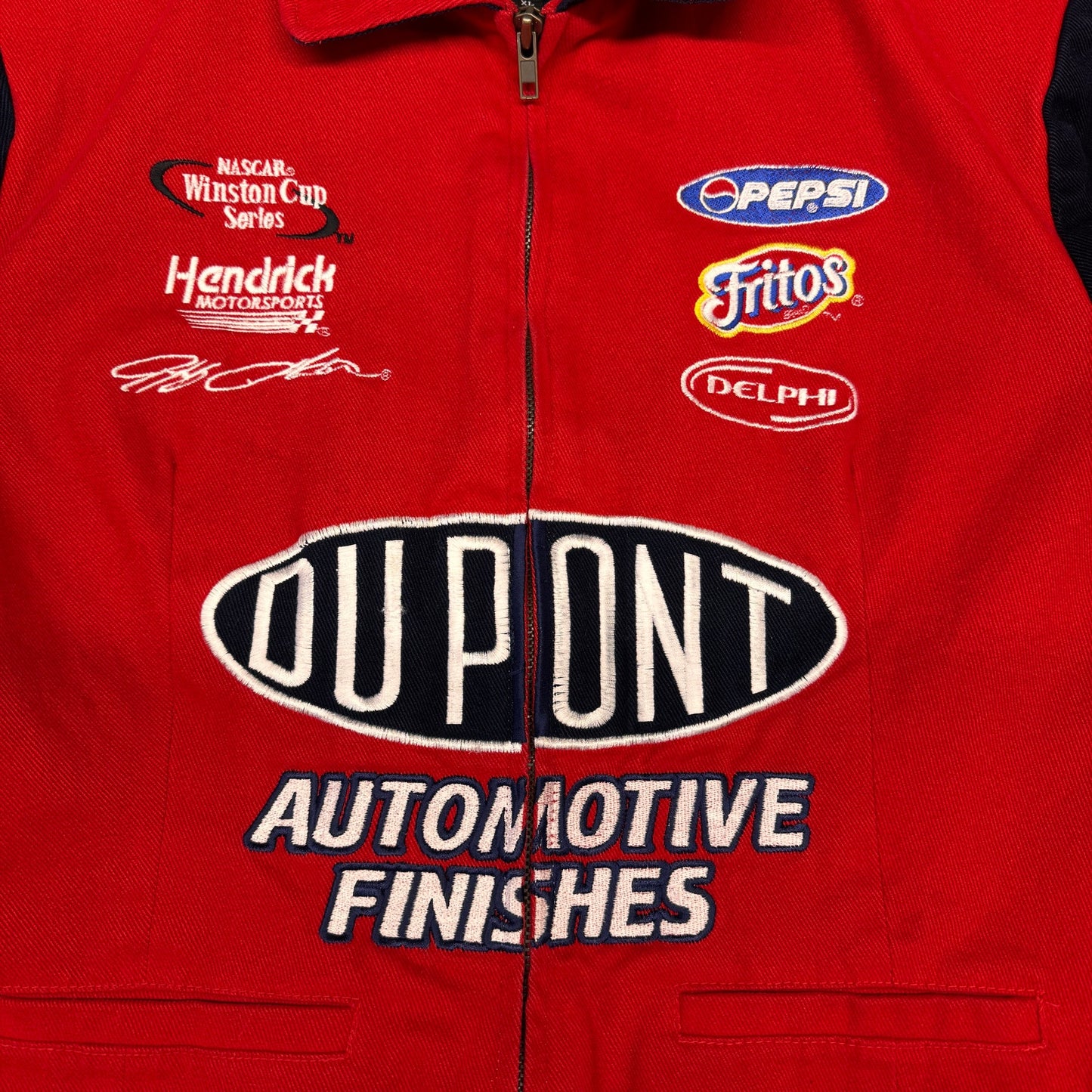 1990s NASCAR Dupont Dale 24 Flames Racing Jacket WOMENS Cropped Large