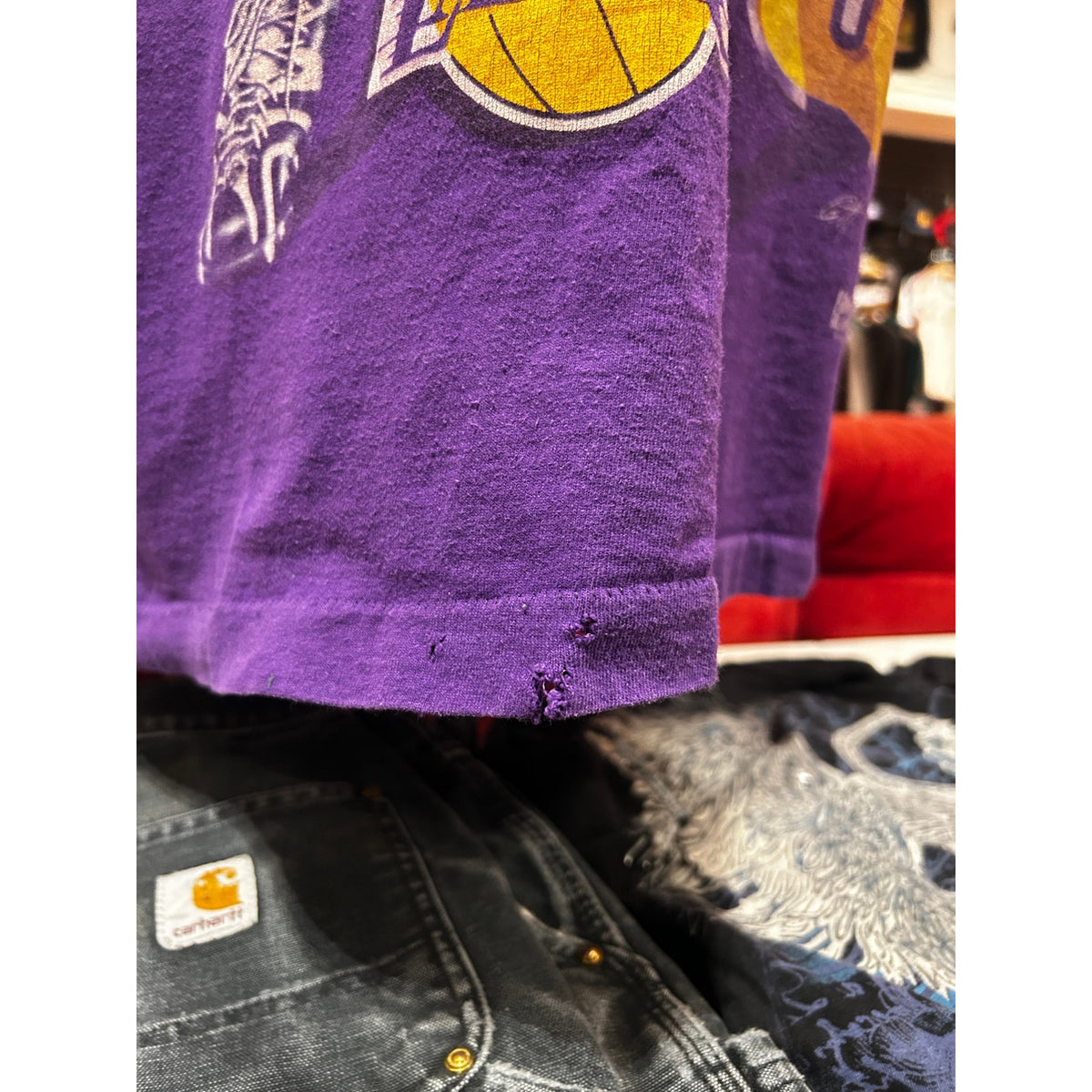 Vintage 90s SHAQ O Neal LA Lakers Purple Basketball Tee Size Large