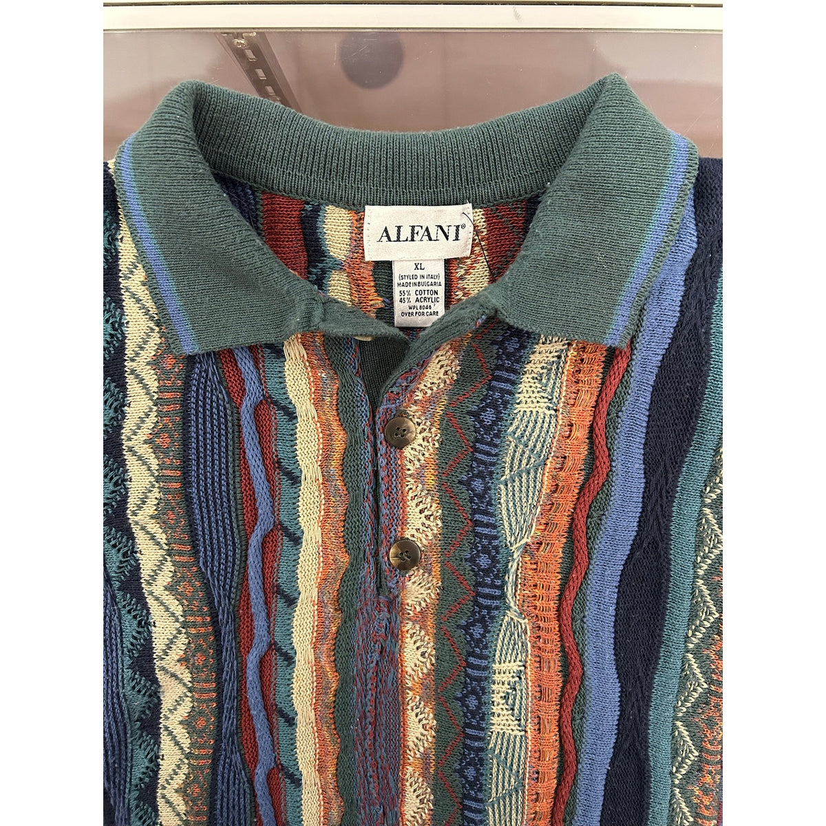 Alfani Knit Polo Biggie Smalls Hip Hop Style Sweater Multi color Size XL