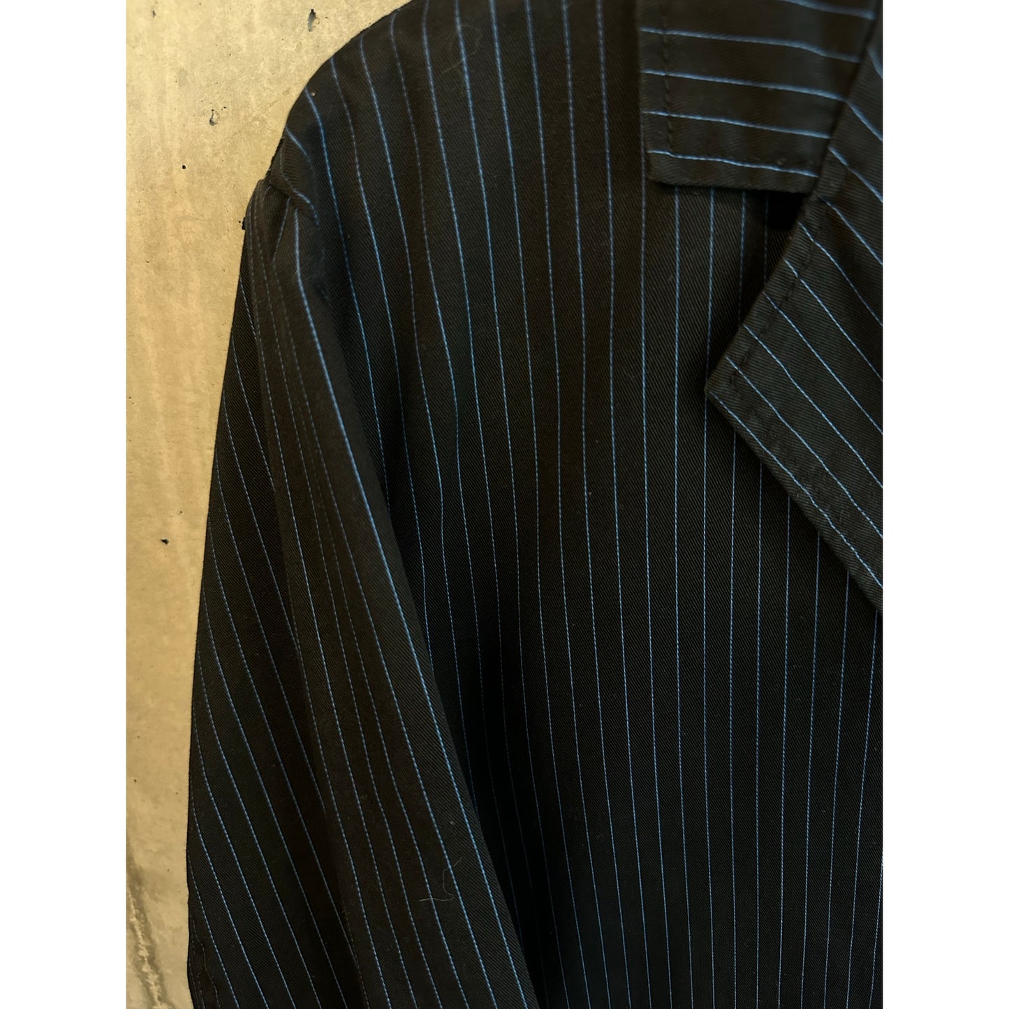 Tripp NYC Y2K Men’s M Pinstriped Black 3-Button Blazer Jacket Goth Emo Coatagin