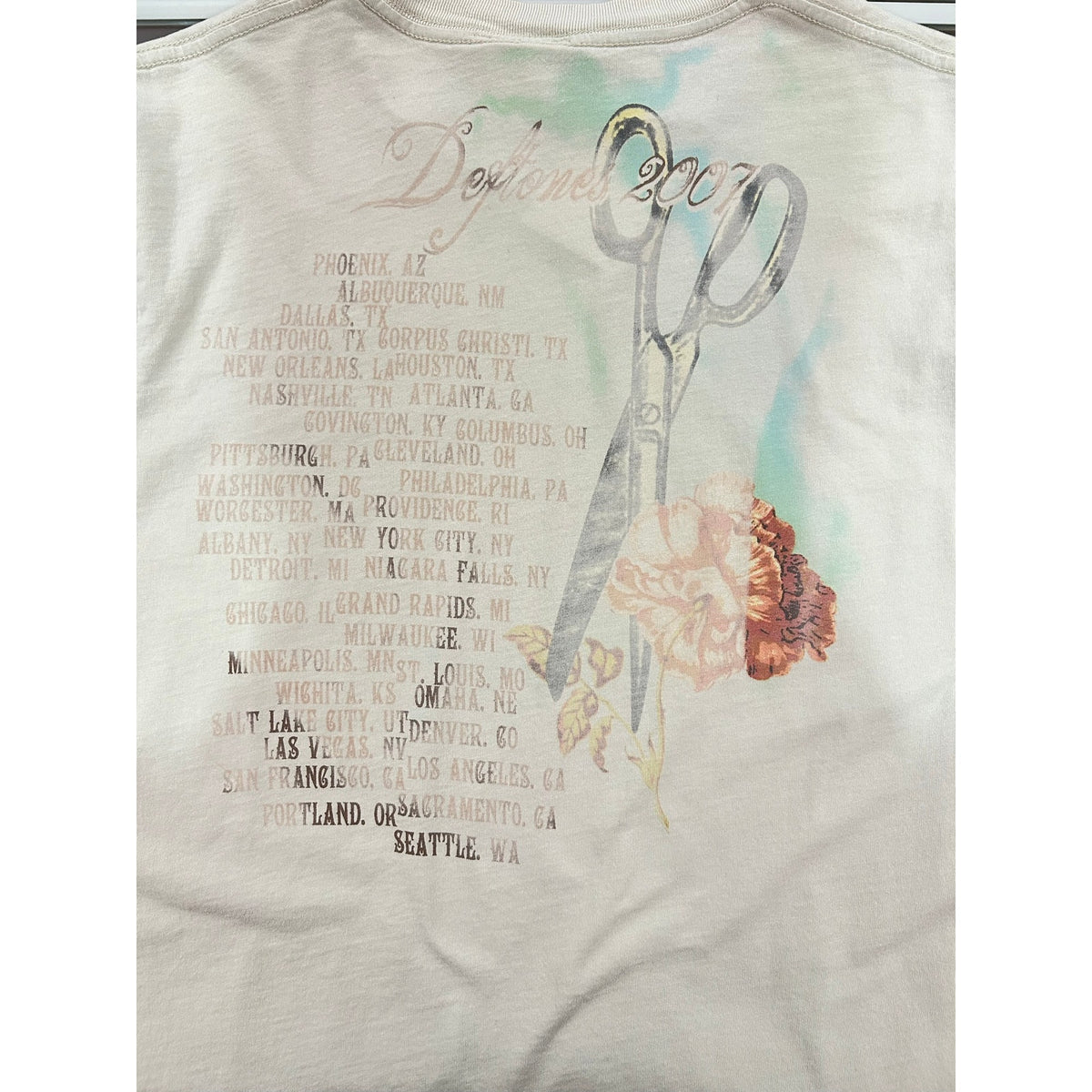 2007 Deftones Rare Tour Concert Merch Off White Shirt Size Medium