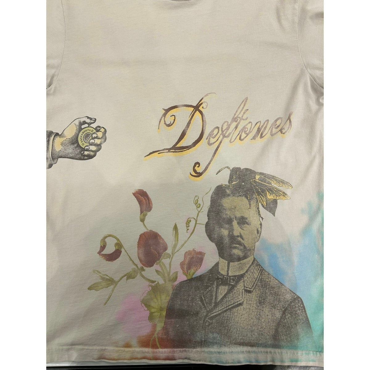 2007 Deftones Rare Tour Concert Merch Off White Shirt Size Medium