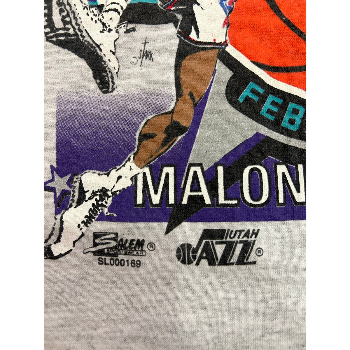 1993 All Star MVP Utah Jazz Carl Malone & John Stockton Vintage Single Stitch Shirt Size Medium