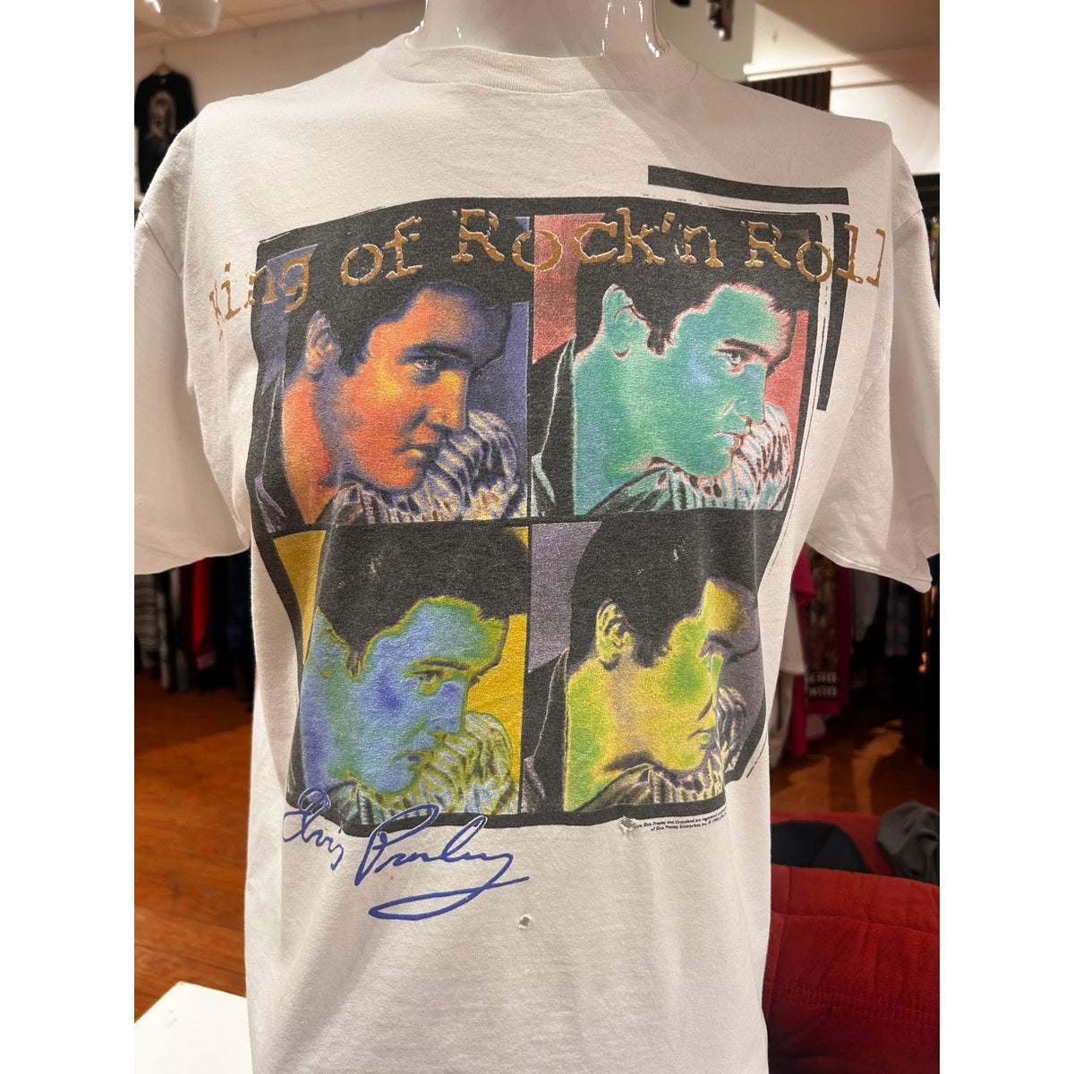 1998 90's Elvis Presley King of Rock 'n Roll Retro Neon Graphic Tee Size Large VTG