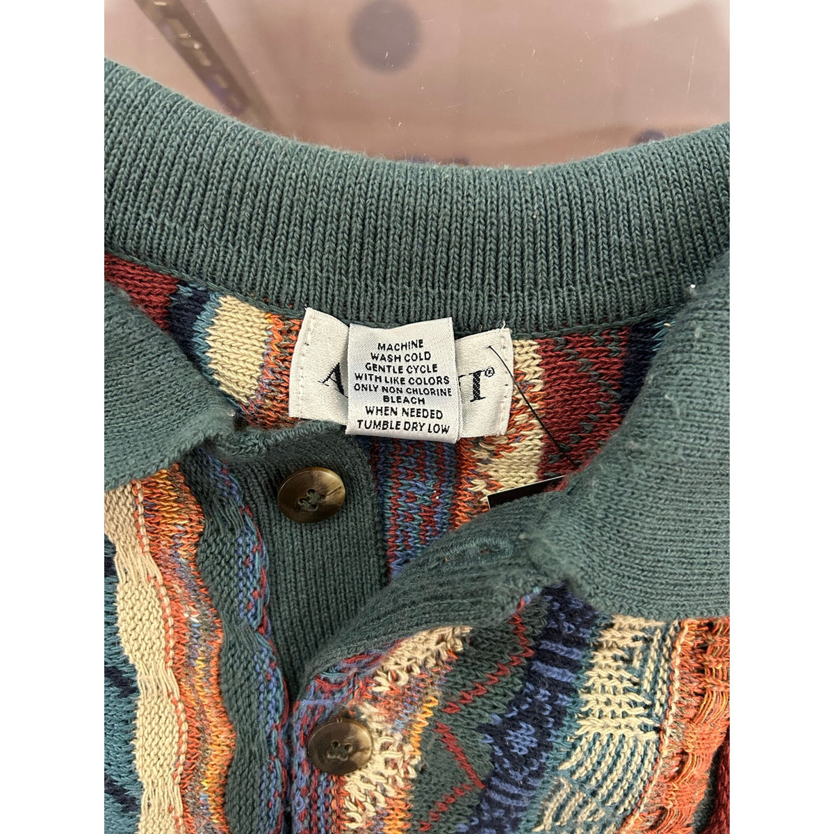 Alfani Knit Polo Biggie Smalls Hip Hop Style Sweater Multi color Size XL